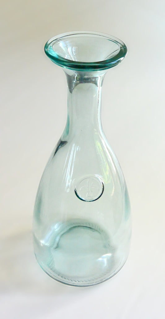 Carafe à vin verre blanc fleur de lys années 50 150cl 30cm