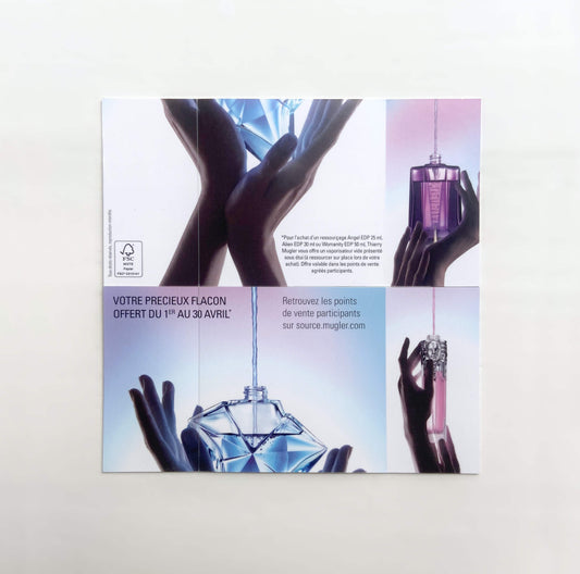 Carte publicitaire origami pop up Thierry Mugler « La source » 2013