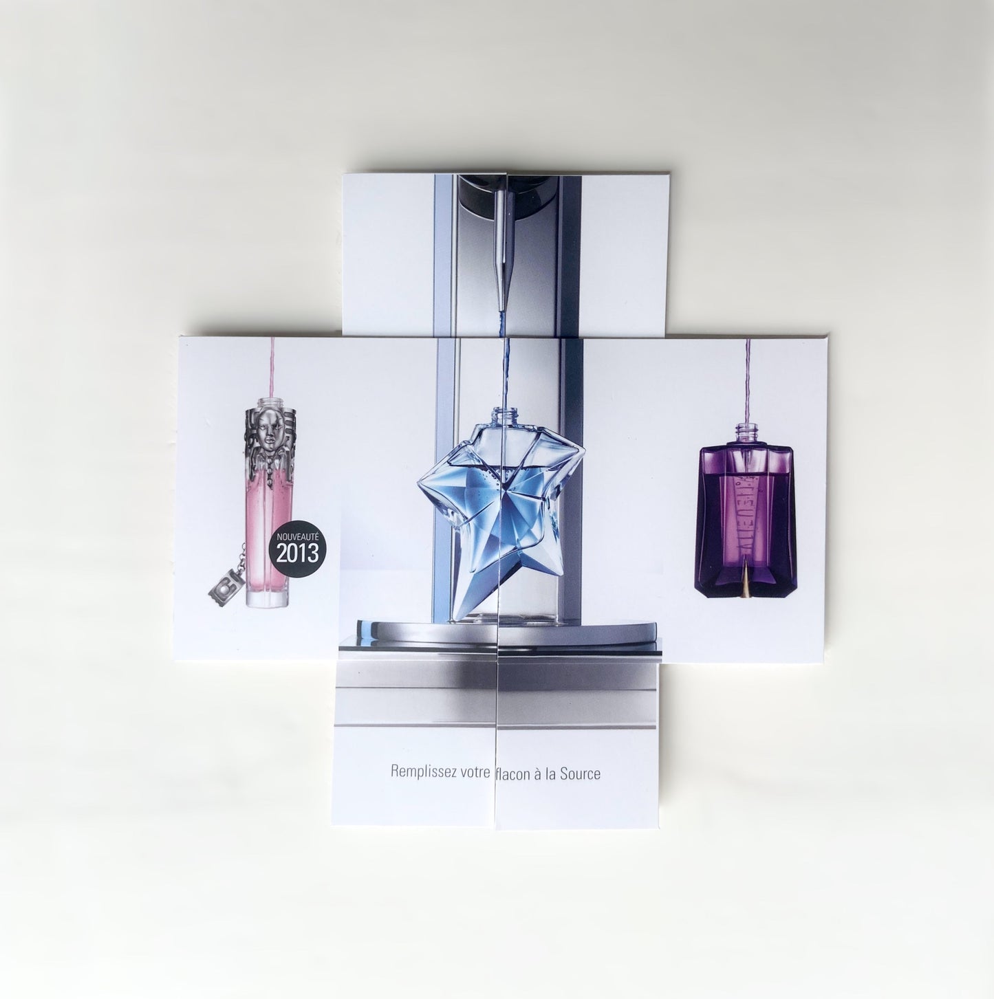 Carte publicitaire origami pop up Thierry Mugler « La source » 2013