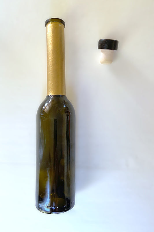 Bouteille flacon fumé à long goulot doré 25cl