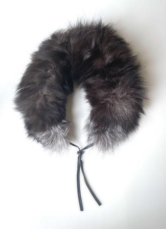 Tour de cou écharpe fourrure véritable brun argenté