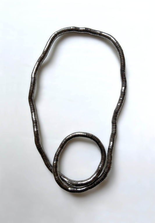 Collier sautoir bracelet « snake » transformable couleur étain