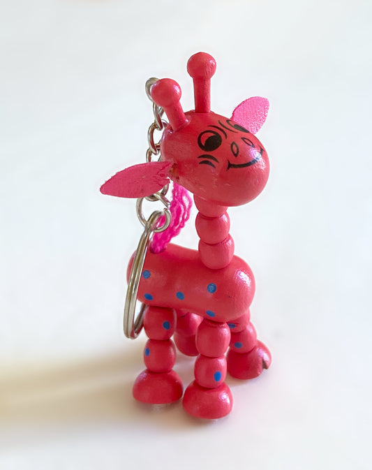 Porte clés artisanal « wakouwa » girafe articulée bois rose