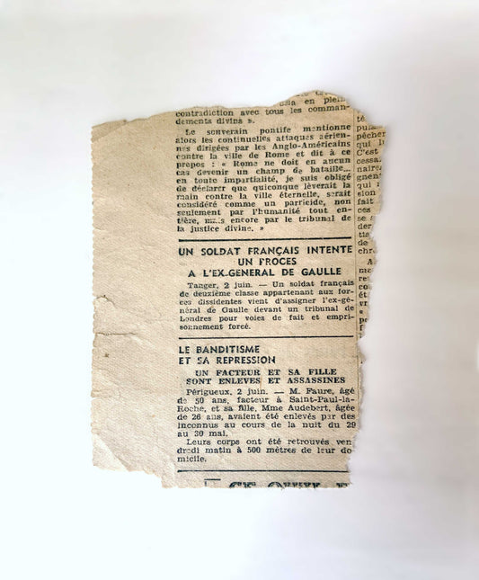 Document article de presse fait divers De Gaulle 1944