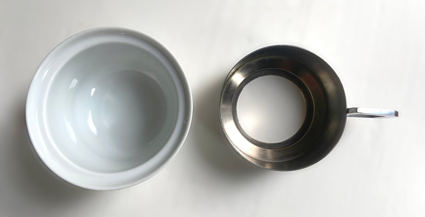 Tasse à café porcelaine blanche support métal vintage 60/70 Winterling Bavaria©