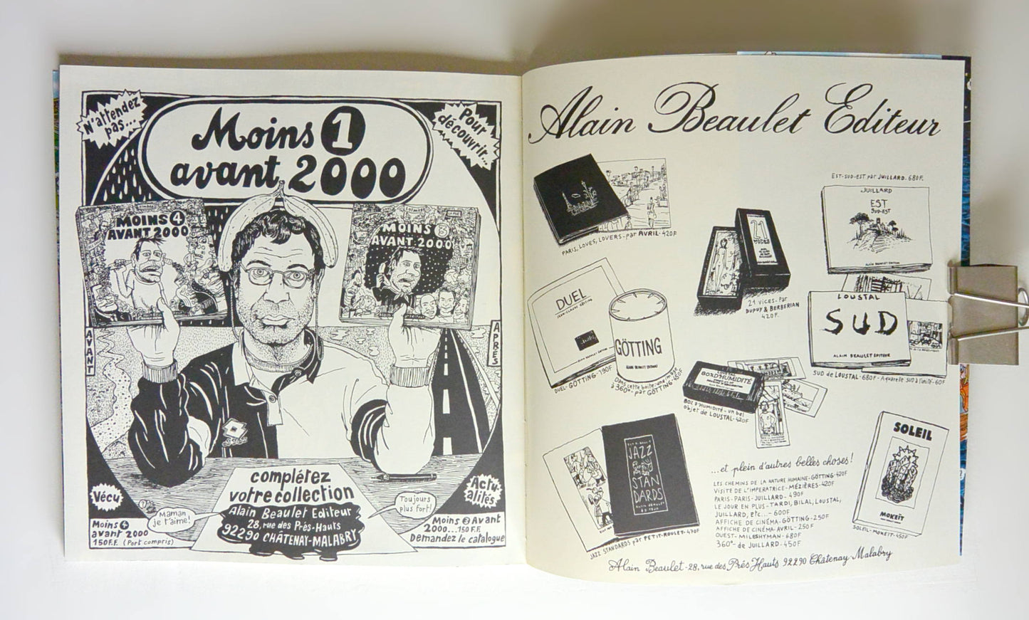 Livre album bd «Moins 2 avant 2000» Lolmède, ed. A.Beaulet 1999