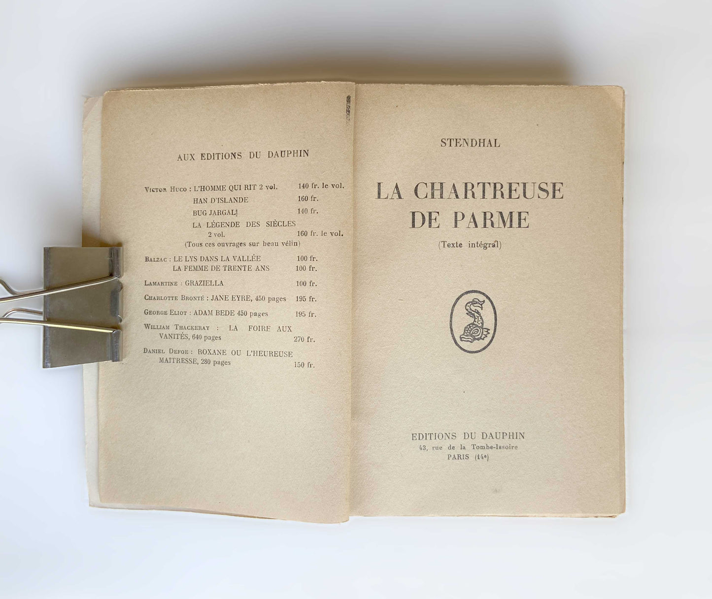Livre «La Chartreuse de Parme» Stendhal, ed. Du Dauphin 1948