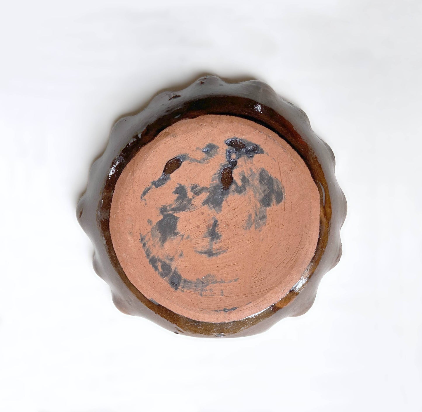 Cendrier vintage brun doré céramique « Manigod » Edelweiss 14cm ø