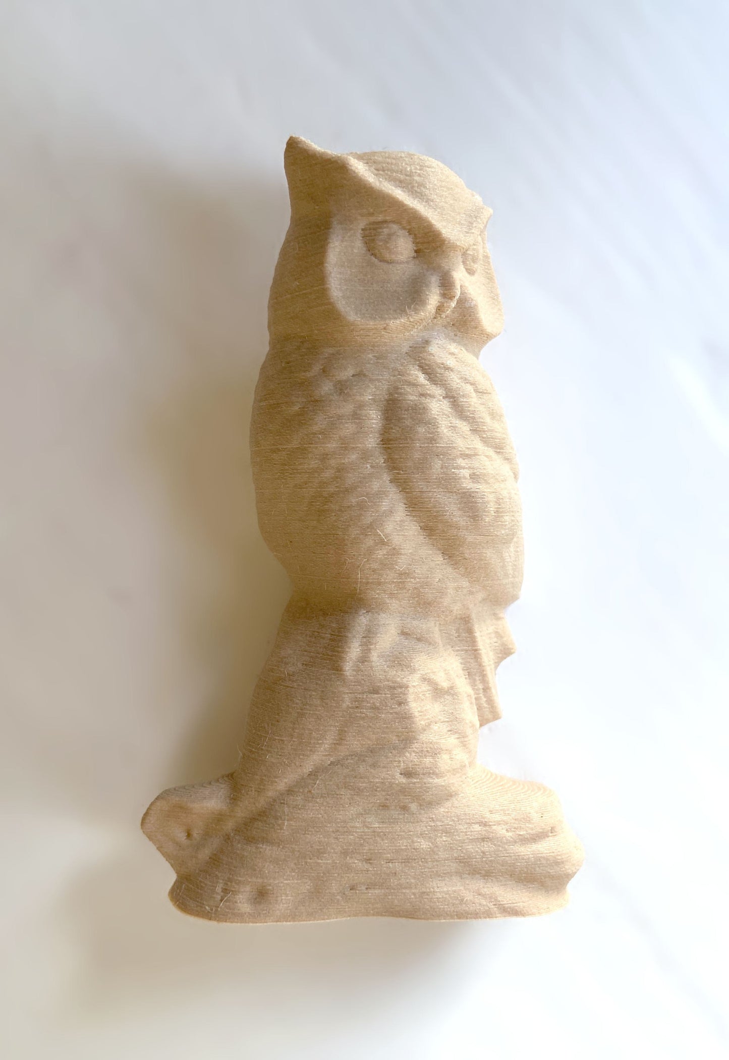 Sculpture hibou impression 3D beige plastique végétal 11cm