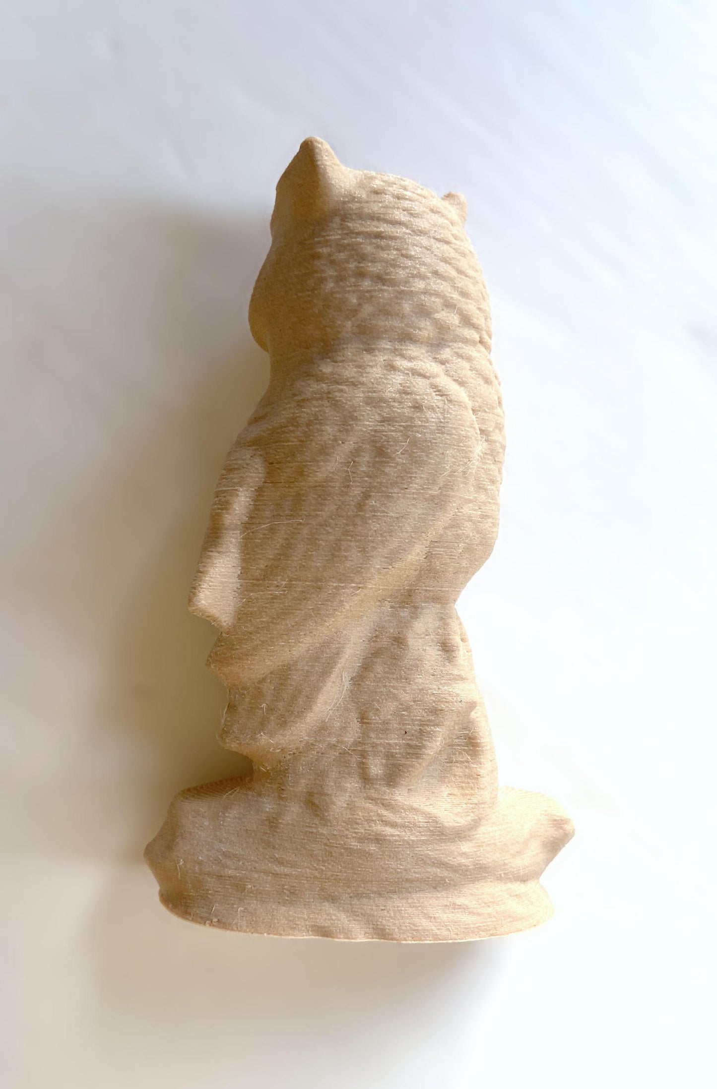 Sculpture hibou impression 3D beige plastique végétal 11cm
