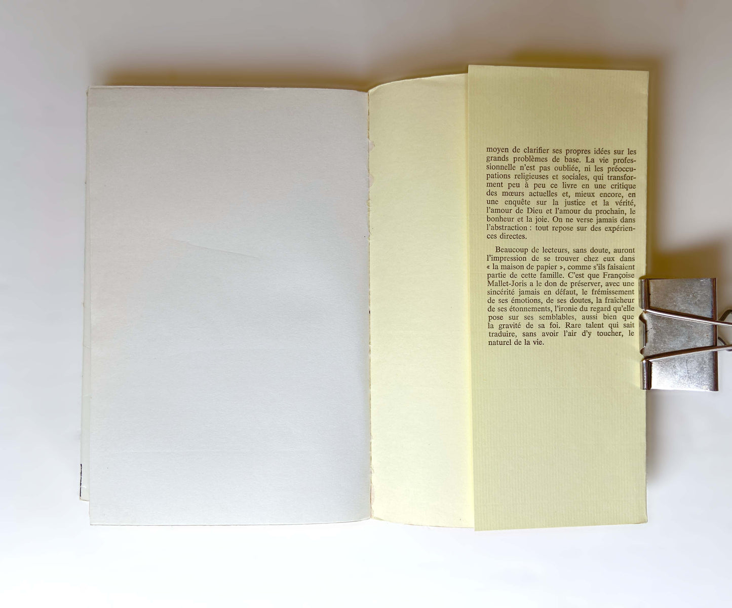 Livre «La maison de papier» F. Mallet-Joris, ed. Grasset 1970