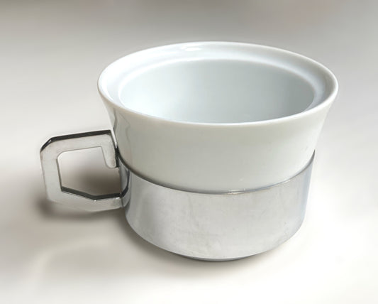 Tasse à café porcelaine blanche support métal vintage 60/70 Winterling Bavaria©